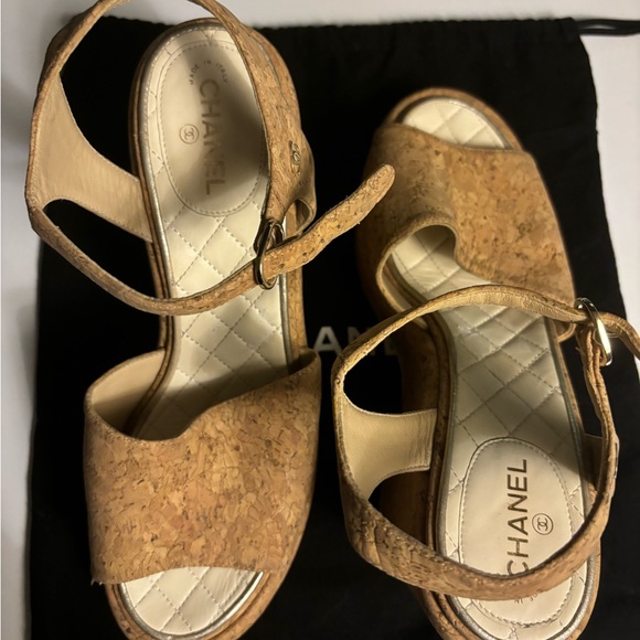 CHANEL Cork Wedge Sandals - Picture 6 of 9